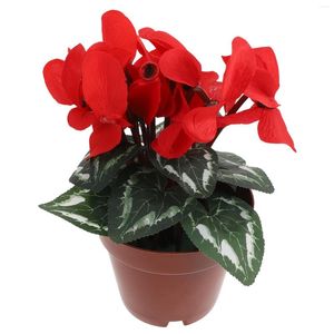 Dekorative Blumen Mini Blumentöpfe Topf gefälschte Cyclamen Bonsai Rose Seidentuch schmücken sind Faux Emulation