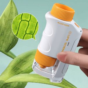 Pocket Microscope 60-120x Handhållet mikroskoppaket med LED-ljus Mini Labsters Boy Girl Exploring Gift for Scientific Experiment