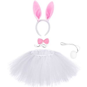 Röcke weiße Kleinkind Kaninchen -Tutu -Rock für Baby Girls Osterhase Tüll Röcke für Kinder Geburtstagsfeier Urlaub Kostüm Tanz Tutus Y240522