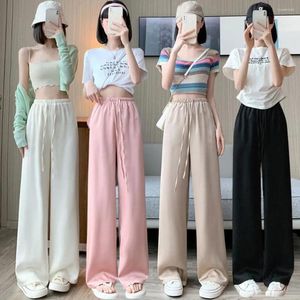 Frauenhose locker fit feder elegantes breites Bein für Frauen hohe Taille Satinhose Sommer Herbst elegant gerade geradlinig