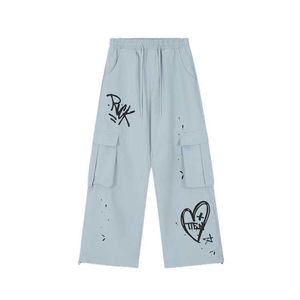 American high street trendy hip-hop workwear casual straight leg pants for childrens 2024 new leggings