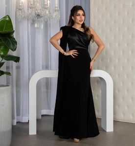 Party Dresses Elegant Long Black Velvet Evening With Ribbon Mermaid Satin One Shoulder Floor Length Zipper Prom For Women