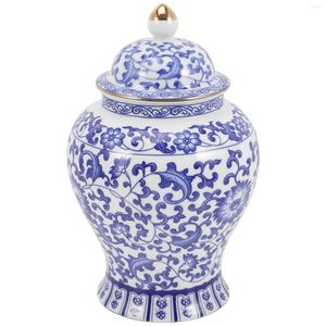 Vasos azul branco jar de porcelana chinesa fontes de chá de abóbora Cerâmica de recipiente de abóbora decoração selada