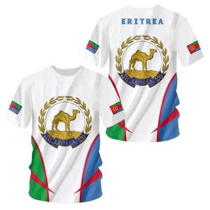 Herr t-shirts afrika land eritrea flagga 3d tryck lejon färgglada retro 3dprint menwomen sommar avslappnad rolig korta slves t-shirts barn topps t240522