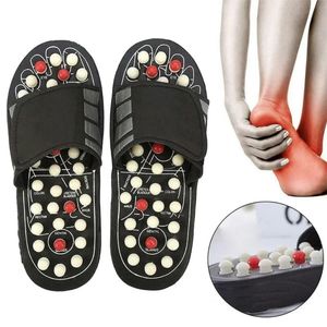 Massagen tofflor Mens och kvinnors fotreflexologi Massage Non-Slip Shoes Waterproof Acupoint Massage Flat Slippers 240515