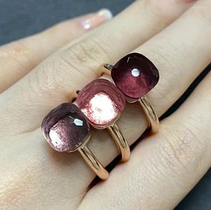 Pierścienie klastra 10,6 mm klasyczny pierścień nudo różowe złoto platowane 34 colors Candy Style prosty kolor biżuterii dla kobiet
