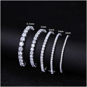 Tennis Moissanite Chain Fashion Jewelry Men Bracciale Diamond 5mm 6,5 mm VV pregiugale in oro Sier per braccialetti di consegna a goccia OT9ZL