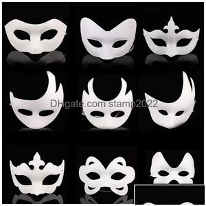 Máscaras de festa White Face sem pintura Papão liso/em branco PP Máscara Diy dança de Natal de Halloween Droga Droga Droga Home Garden Fest Dhgec