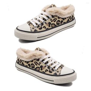 Casual Shoes Women's Canvas Snow Sneakers All-Match Leopard Print Bekväm slitstödd skidsäker kvinna