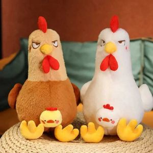 Pluszowe lalki śmieszne puszyste kutas pluszowe zabawki śpiące poduszka urocze zwierzę zwierząt nadziewane kurczak z kurczakiem mata mata dla dzieci prezent urodzinowy H240521