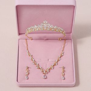 Itacazzo Bridal Headwear Set Crown Necklace Fashion Tiras Suitable for Womens Wedding or Birthday PartiesExcluding box 240511