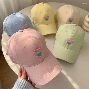 Ball Caps Korean Heart Women Baseball Spring Summer Candy Color Casual Peaked Hats Female Outdoor Sports Snapback Sun