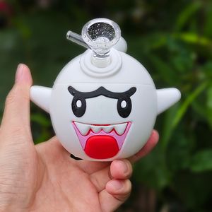 Boo Ghost Water Pipes DAB Rig Silicone Hookahs Bomb Flame Fruit Colori assortiti con ciotola di vetro da 14 mm Downed Bongs senza grazia