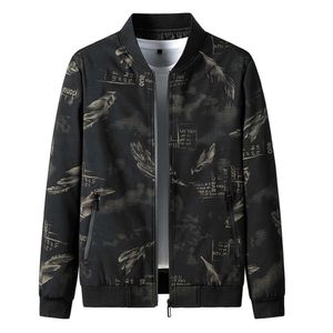 2022 Autumn New Coat Large Men's Loose Baseball Suit Casual Business Stand Up Collar Printed Jacket