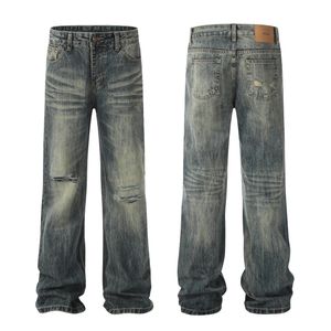 2024 New Men's Fashion Jeans Hip Hop Straight Denim Pants Casual Streetwear Trouser