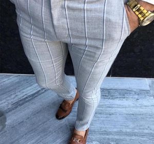 Peak Men Vintage Plaid Suit Pants Formal Dress Business Casual Slim Mantalon Class