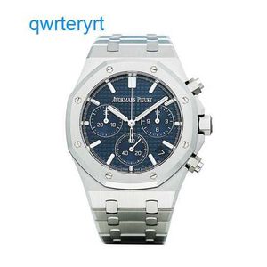 Top AP, наручные часы Epic Royal Oak Series 26240 -й черная пластина, часы Mens Автоматические механические точные стальные хронограф часы 41 диаметры синяя пластина