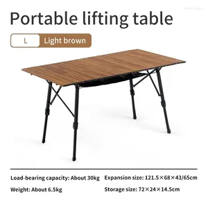 Лагеря мебель для природы-анализа портативного подъемного стола Складывание деревянного зерна алюминиевые столы для кемпинга выдвижные ноги для пикника для пикника