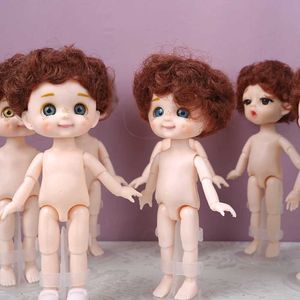 Bonecas 1/12 Mini boneca fofa cara de 16 cm de cabelo curto, meninos dormindo porco nu vestido de boneca de moda de moda DIY Toys S2452201
