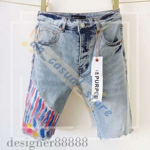 Hochwertige lila Jeans Kurzmännerdesigner Straight Löcher Casual Summer Night Club Blau Frauen Shorts Stil Luxus Patch gleiches Purpl 583