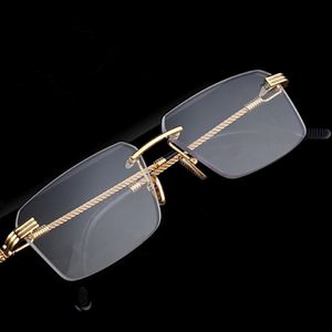 Fashion Model Men Oversized rimless Sunglasses Frame 0032 57-14-150 lightweight square bigrim luxury Business eyglasses for prescriptio 283M