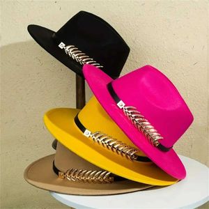 Breda randen hattar hink hattar en dams västra cowboy hatt klassisk tweed plattbrimmad solskydd filt hatt retro lätt jazzhatt för män och kvinnor J240522