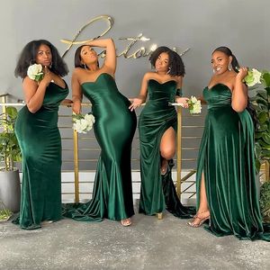 Hunter Green Junior Bridesmaid Dresses Velvet Classic Long Bridesmaid Dress Elastic Satin Gowns For Black Women Wedding Guest's Wear in Wedding