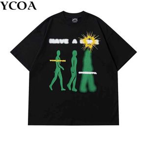 Męskie koszulki duże Y2K męskie śmieszne bawełniane koszulka retro o-dionku harajuku gotycka moda portret krótkiego rękawa ubrania uliczne Q240521