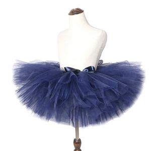 Юбки юбки темно -синие малышкой девочки юбка для детских девчонка Пушистые балетные юбки для танце