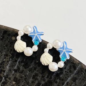 Hölzer Ohrringe Ozean Seestarfish Shell für Frauen schöne Imitation Perle Trendy Accessoires Sommerurlaubsartikel 2024