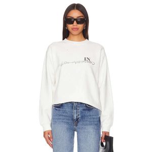 2024aw Graffiti Letter Print Sweatshirts Loose Round Neck Long Sleeved Sweater for Women Printed Cotton Pullover Sweater