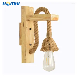 Wandlampe Homhi Seil Holz Amerikaner Retro-Leuchten Nordische Industriebeleuchtung Heimdekoration Lebendige Nacht