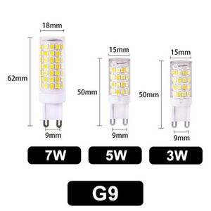 Brightest G9 LED Lamp AC220V/ 110V 3W 5W 7W Ceramic SMD2835 LED Bulb Warm/Cool White Spotlight replace Halogen light Consignment D2.0