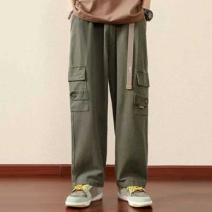 Męskie spodnie 2023 Autumn nowe towary Pantie Mens Multi kieszeni bawełniane spodażne spodnie na szerokości nogi męskie ubrania robocze męskie Hip Hop luźne spodnie y240522