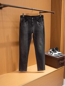 Jeans masculinos primavera/verão fino fino casual perna reta cinza calça de alta qualidade de moda moda homens de luxo