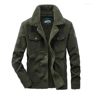 Men's Jackets M-8XL Oversized Loose Cotton Coats Autumn Plus Velvet Thicken Warm Tops Outerwear Military Style Male Lapel Cargo