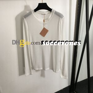 Elegant Women Tees Leisure Loose Comfortable Tees Breathable Mesh Long Sleeves Tees