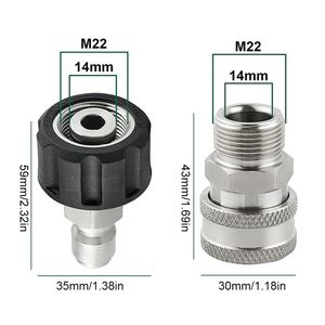 3/4-Zoll-Druckwaschspitzen 4000psi Waschpistoladapter männliche weibliche Anpassung der Gewinde Druckautos Waschkupplung M22-3/8-Stecker