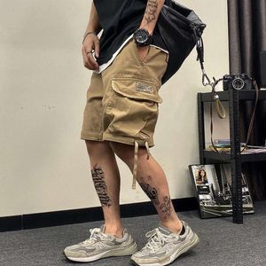 American high street workwear multiple pockets, trendy summer thin loose straight leg shorts, men's middle pants M522 34