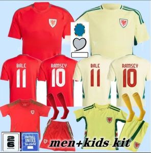 2024 2025 Wales Soccer Jersey 24/25 Hemröd Allen Bale Ramsey Shirt National Team James Wilson Brooks Giggs Away Men Kids Kit Football Uniform