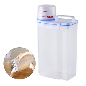 Storage Bottles 29.5x14x7.5cm Plastic Transparent Food Containers Dry Cereal Dispenser With Measuring Cup Prevent Moisture