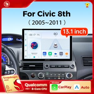 13,1 polegadas para o civic 8º geração 2005 2006 2007 2008 2009 2010 2011 2011 DVD DVD Rádio sem fio CarPlay Android Auto 4G Wi -Fi multimídia