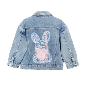 1 2 3 4 5 6 8 10 anni Girline Giacca di jeans Cute Rabbit Spring Autumn Fashion Little Princess Baby Coat Birthday Regalo per bambini Studi per bambini 240522