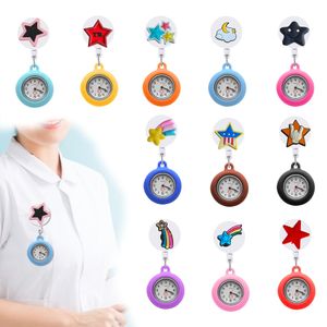 Outros relógios Acessórios Star Clip Pocket Watches no lapel fob relógio retrátil Numeral