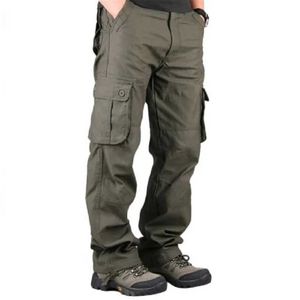 Men's Pants Cotton mens cargo pants casual multi pocket tactical work pants mens outerwear straight loose pants mens clothing Y240522