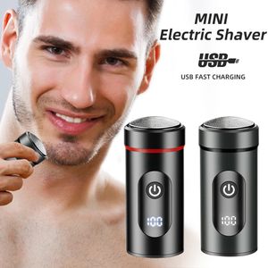 Portable Mini Mens Electric Shaver Beard Trimmer Razor Wet and Dry Dual Use Type-C Snabbladdningsschaver för män Razor 240522