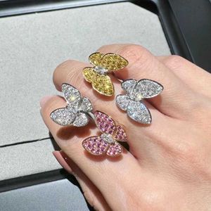 Jewelry Master Designs Vanued Rings Original Ring Butterfly Ring Full Diamond Blue com logotipo original VanlyBox