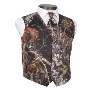 2021 Modest Camo Groom Vests Rustic Wedding Vest Tree Trunk Leaves Spring Camouflage Slim Fit Men's Vests 2 Piece Set Vest Tie Cus 263m