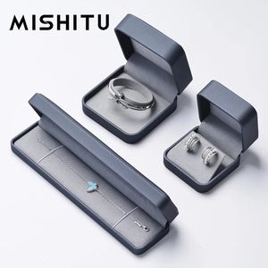 Mishitu Premium PU Couather Ring Brincos Ringos Colares Caixa de jóias Bracelets para proposta de casos de casos Caixa de noivado de casamento 240522