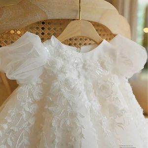 Vaftiz Elbiseleri 1. Doğum Günü Kız Elbise Çiçek Prensesi Çocuk Partisi Düğün Bebek Baptist Noel Top Q0521